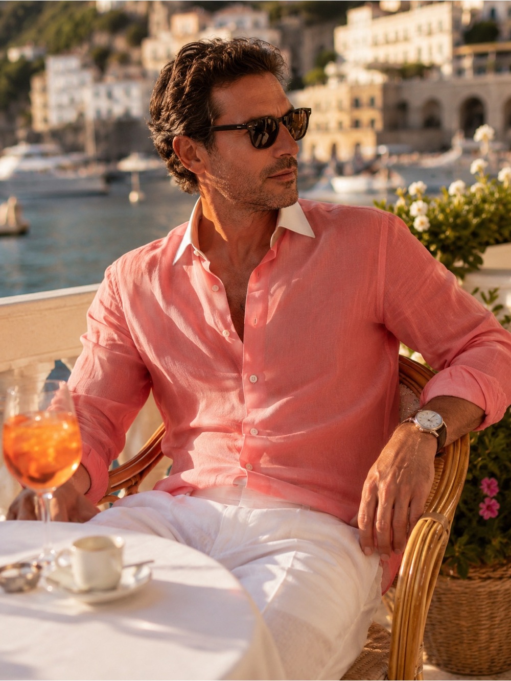 Hugo Boss Slim Fit Salmon Pink Dress Shirt White Contrast Collar 44 / 17.5
